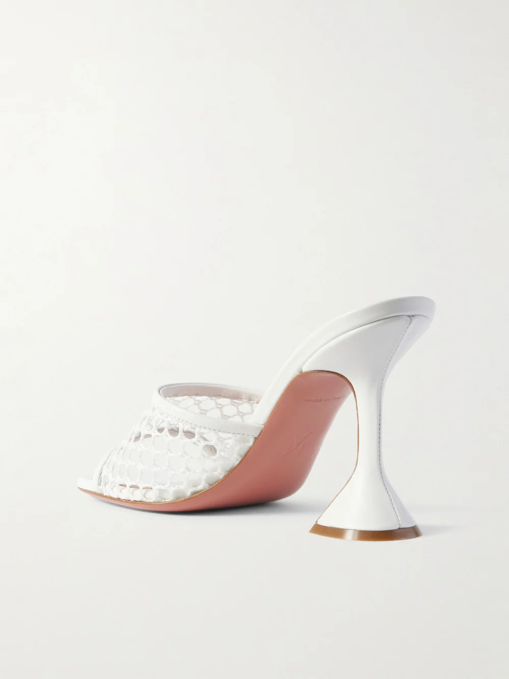 Back view of the Amina Muaddi Lupita Fishnet and Leather Mules