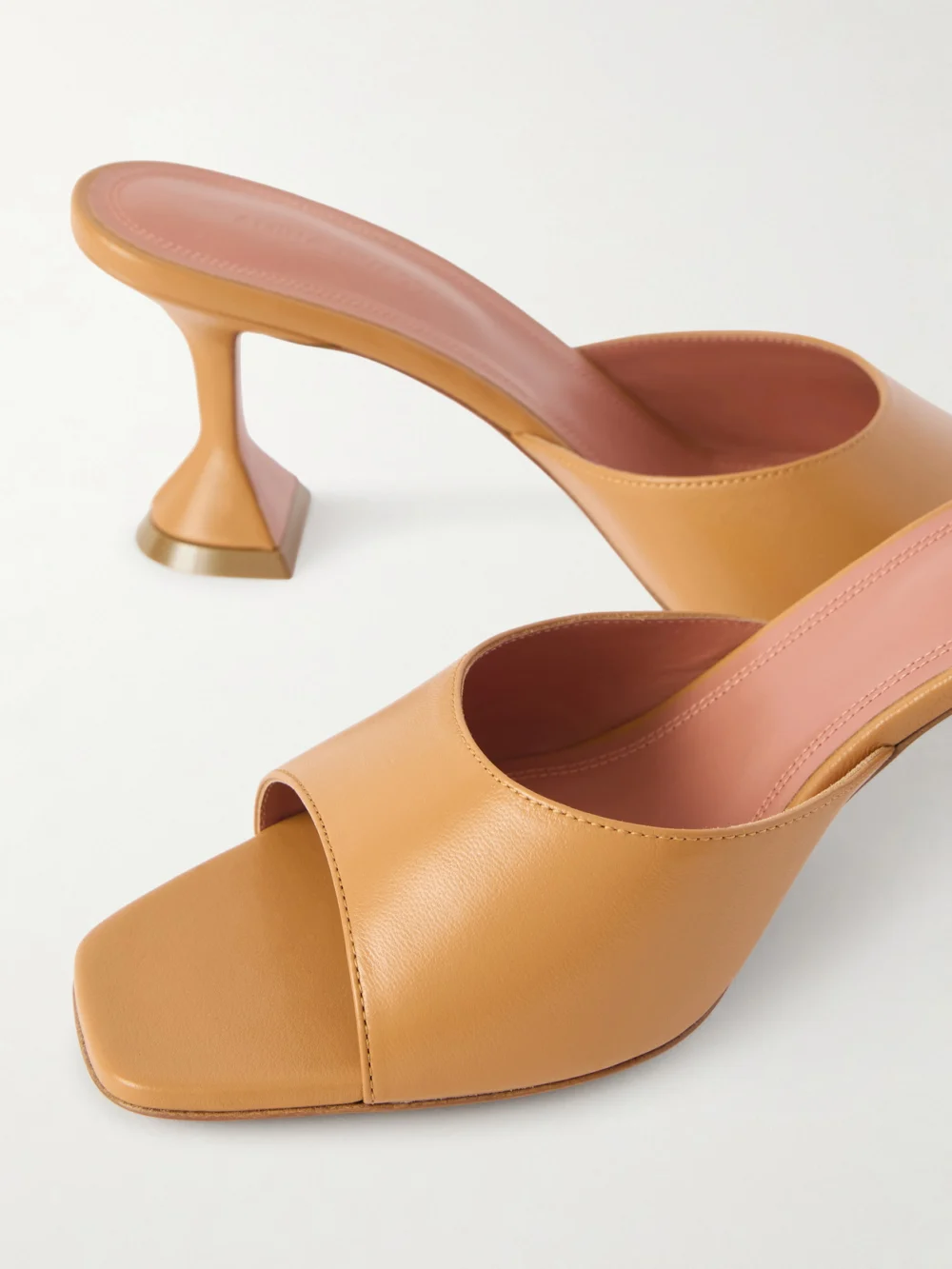 Close-up detail of the Amina Muaddi Lupita Leather Mules