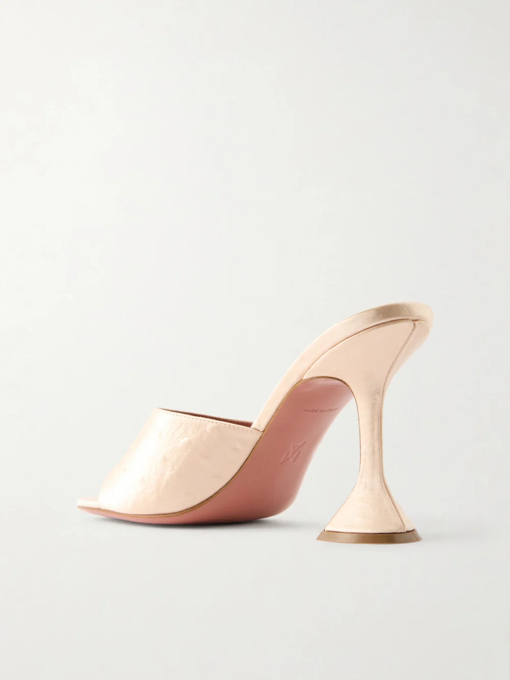 Back view of the Amina Muaddi Lupita Ostrich-effect Satin Mules