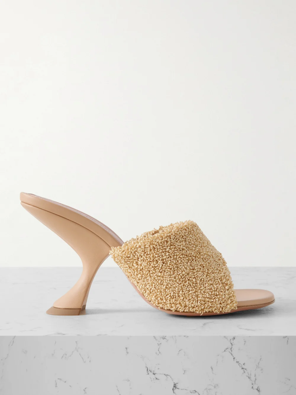 Amina Muaddi Taylor Leather-trimmed Raffia Mules in beige