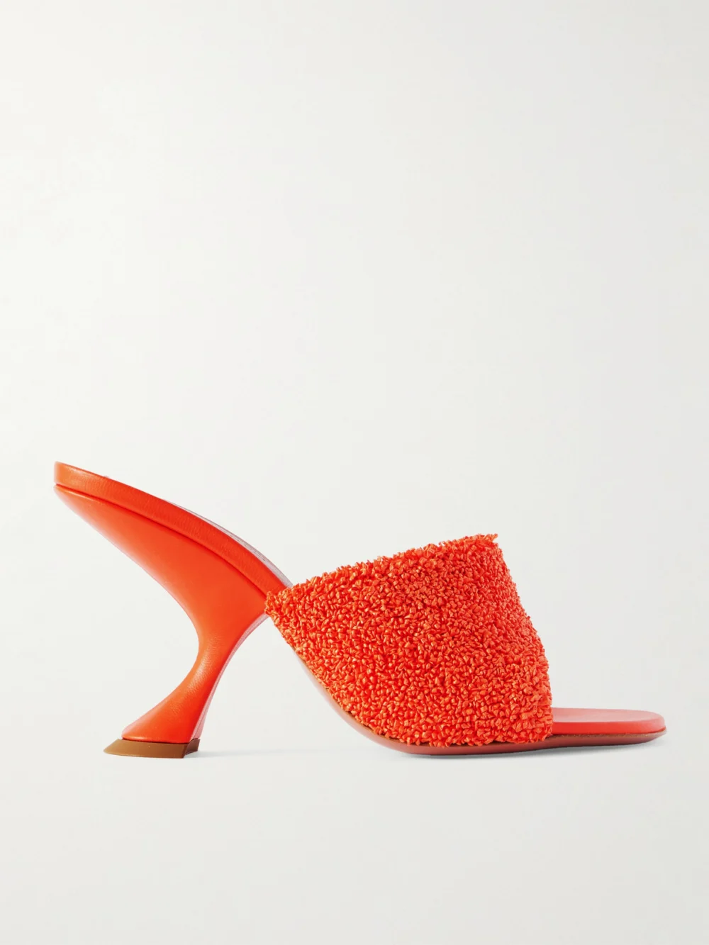 Amina Muaddi Taylor Leather-trimmed Raffia Mules in orange