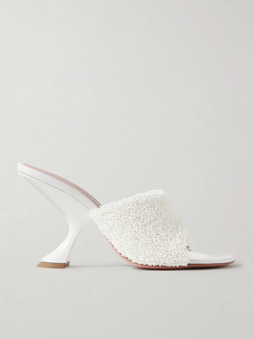 Amina Muaddi Taylor Leather-trimmed Raffia Mules in white