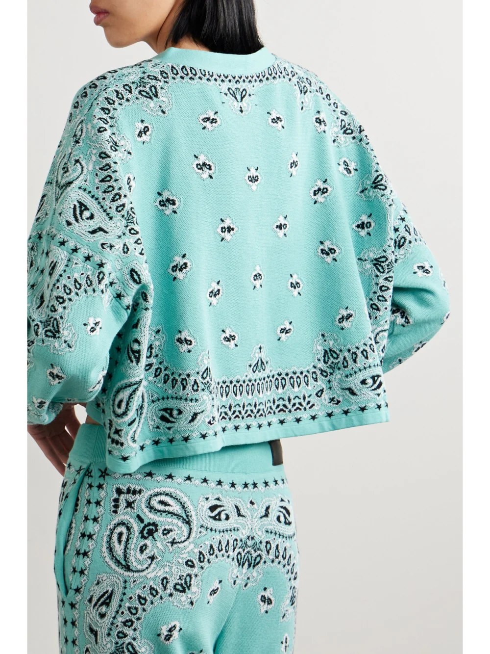 Back view of the Amiri Bandana Jacquard-knit Cotton Cardigan
