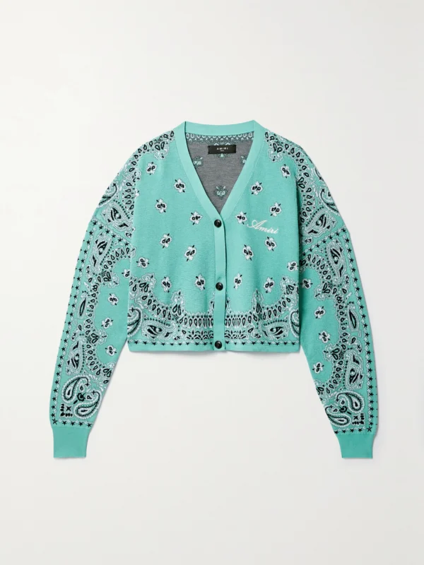 Amiri Bandana Jacquard-knit Cotton Cardigan