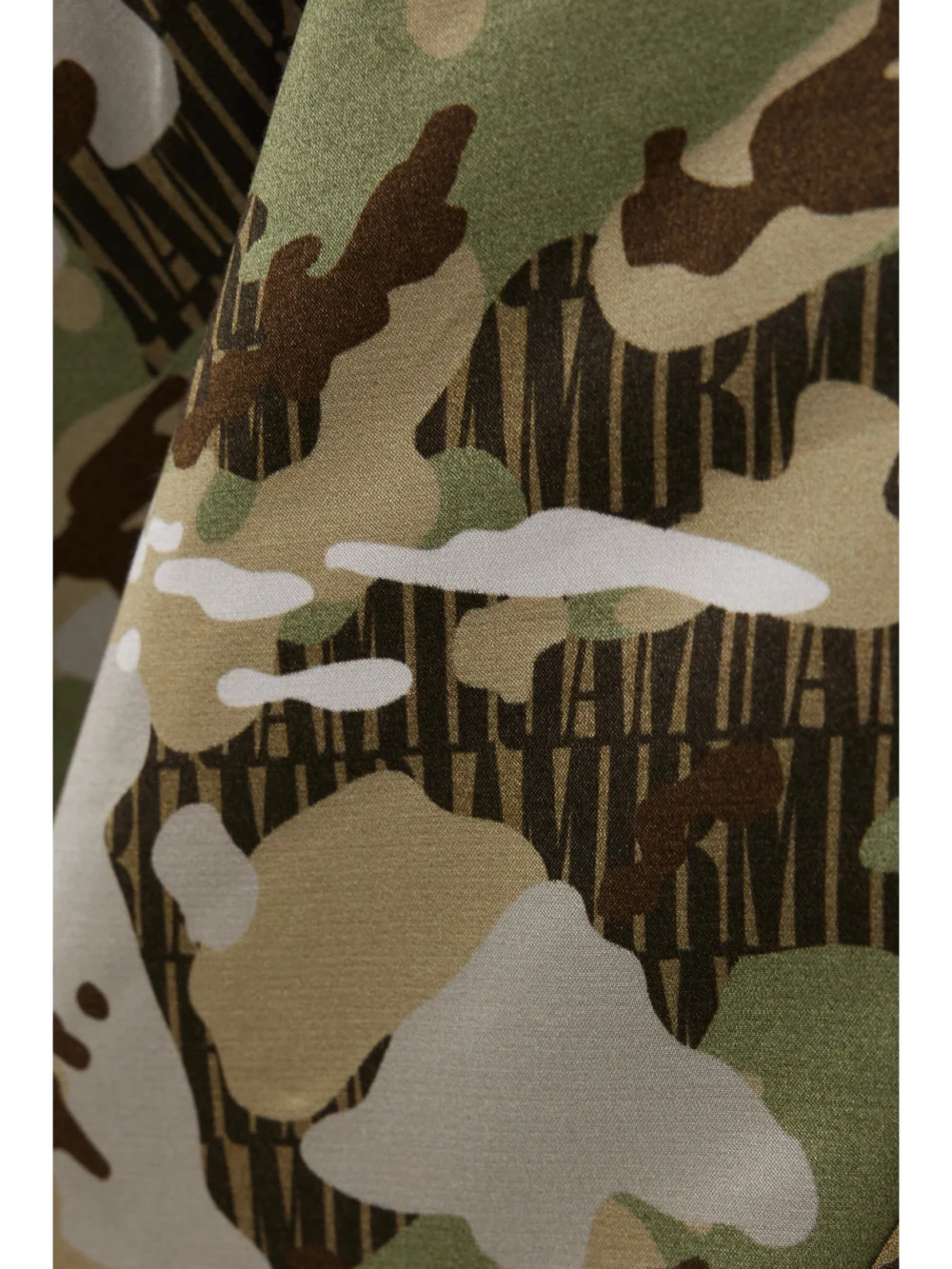 Close-up detail of the Amiri Camouflage-print Satin Mini Dress