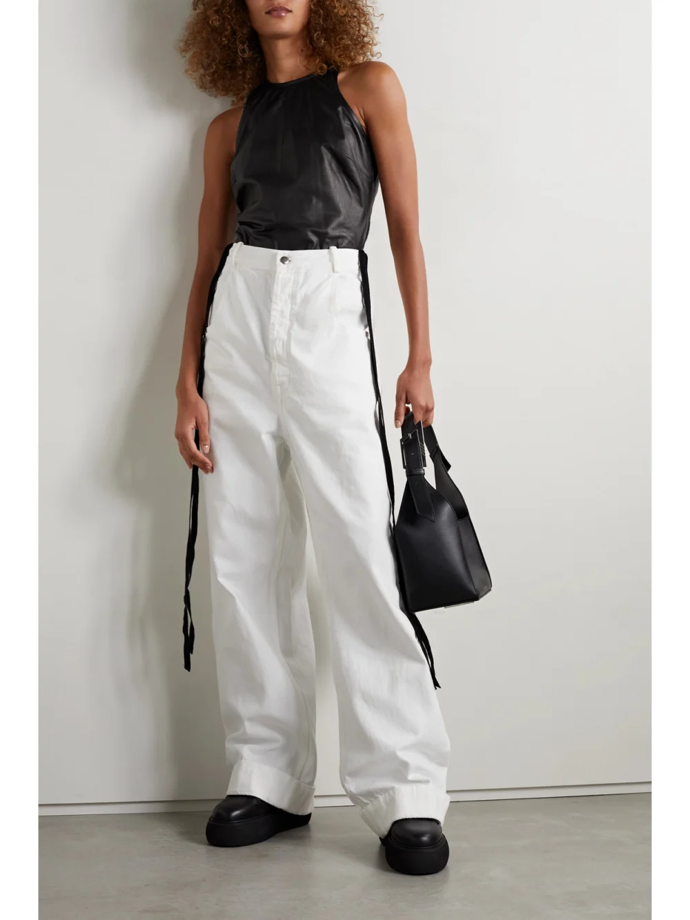 Amiri Leather Tank, worn by a model