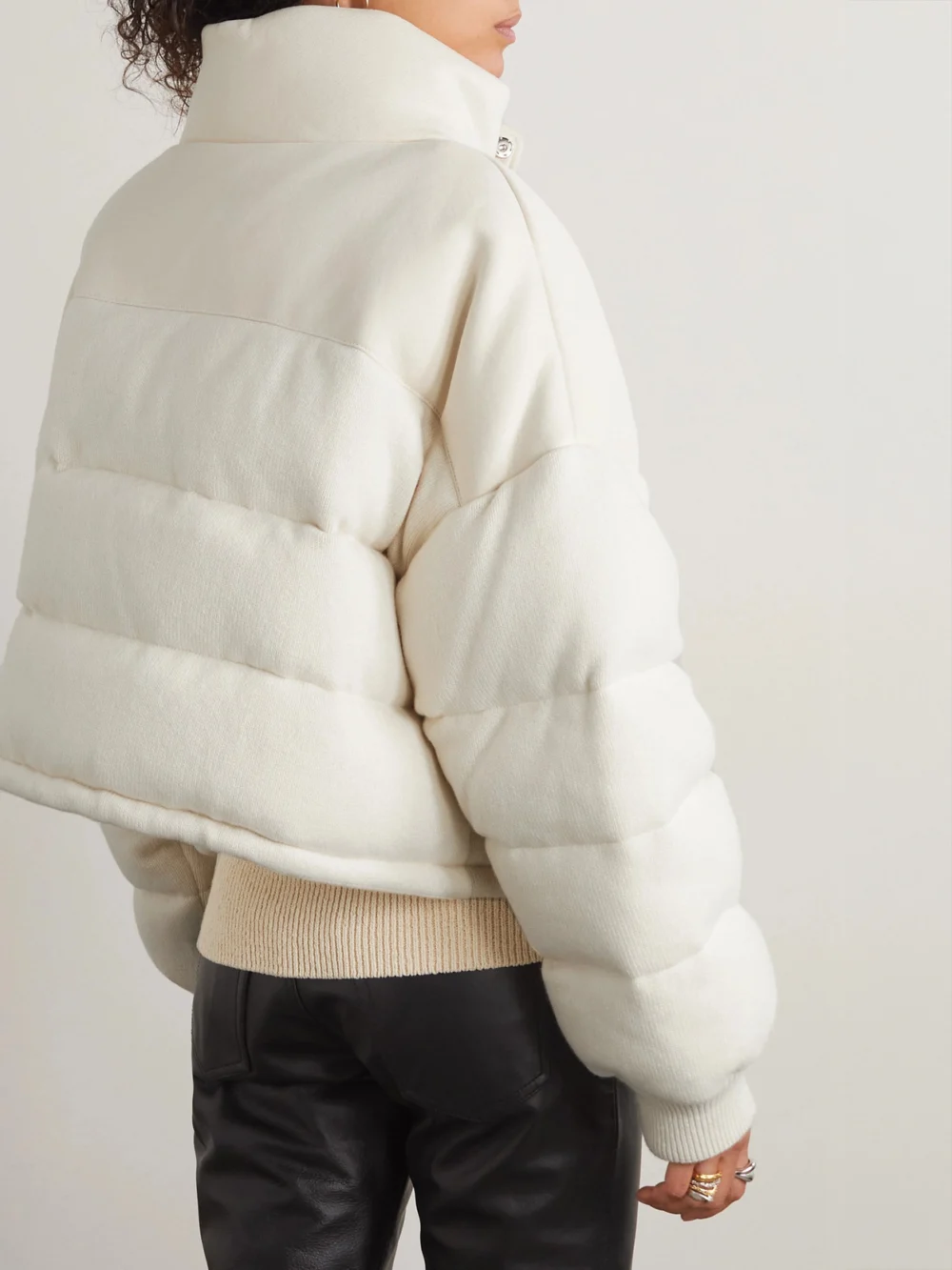 Back view of the Amiri Quilted Cotton-jersey and Cashmere Down Jacket