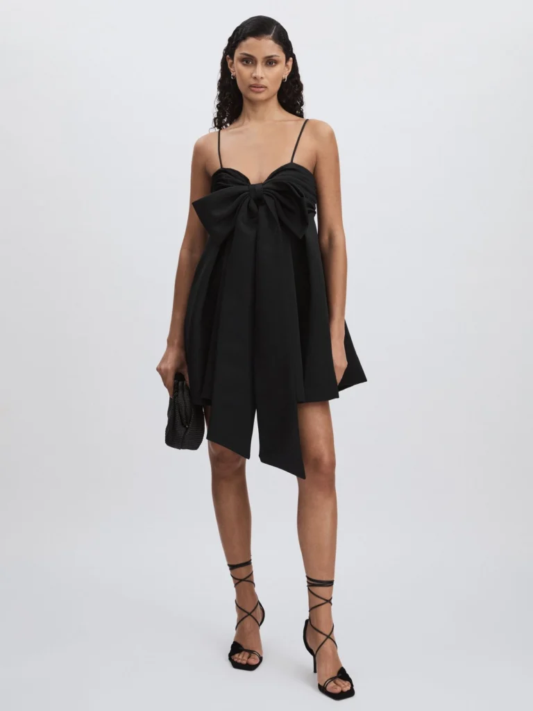 Amur Amur Women's Black Babydoll Bow Dress