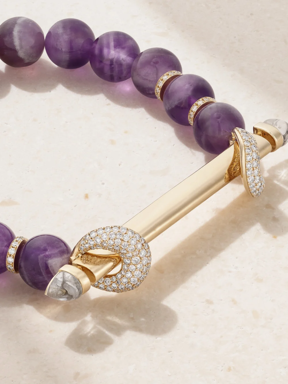 Close-up detail of the Ananya Chakra 18-karat Gold Multi-stone Bracelet
