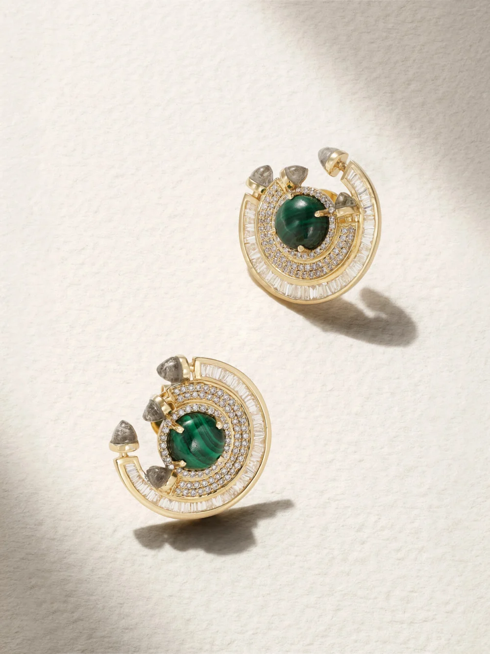 Ananya Chakra 18-karat Gold Multi-stone Earrings in green
