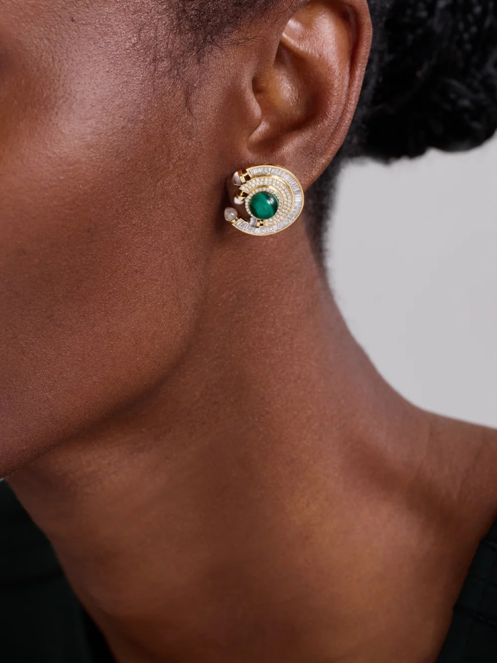 Ananya Chakra 18-karat Gold Multi-stone Earrings, styled view