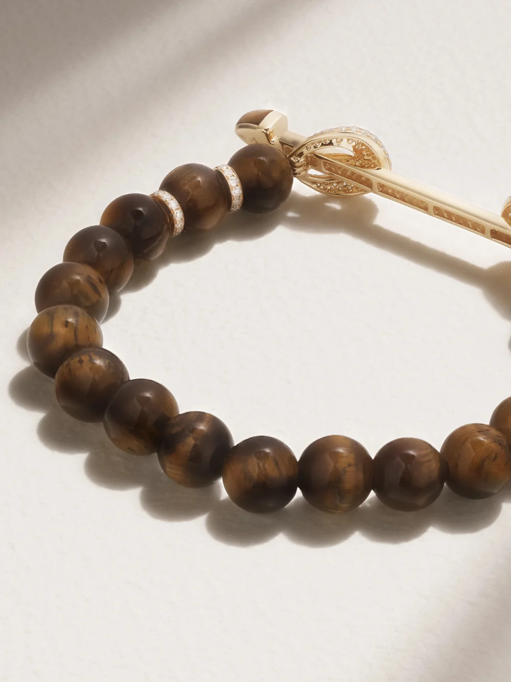 Back view of the Ananya Chakra 18-karat Gold, Tiger's Eye and Diamond Bracelet