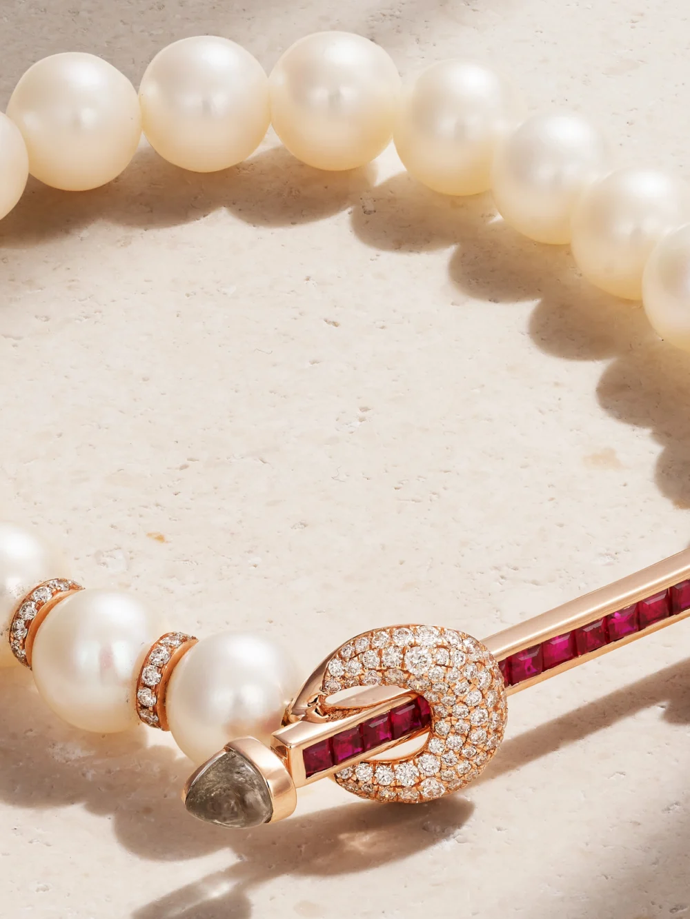 Close-up detail of the Ananya Chakra 18-karat Rose Gold Multi-stone Bracelet