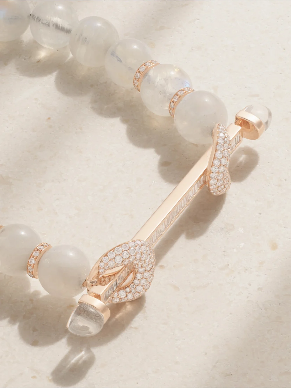 Close-up detail of the Ananya Chakra 18-karat Rose Gold Multi-stone Bracelet