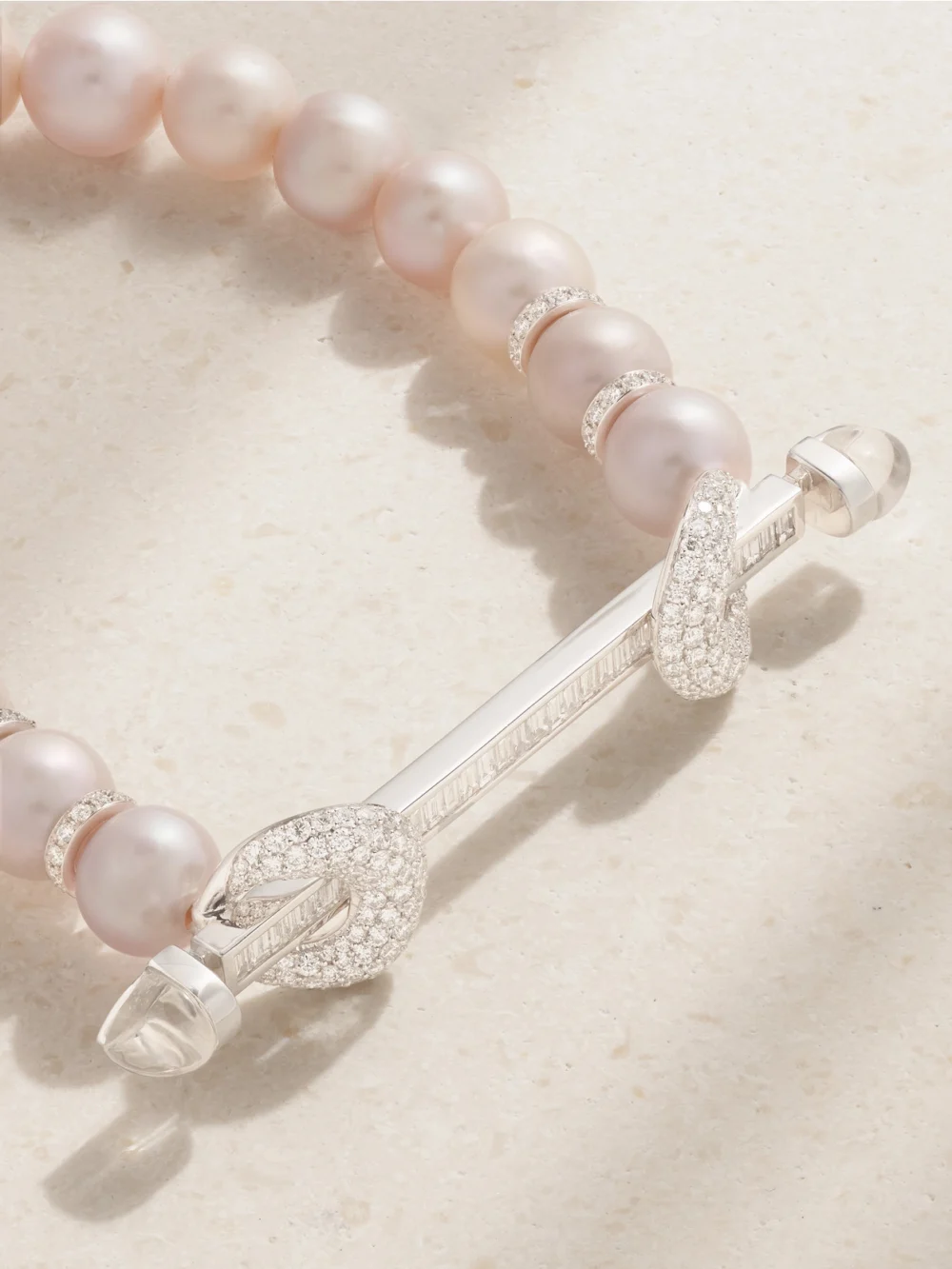 Close-up detail of the Ananya Chakra 18-karat White Gold Multi-stone Bracelet