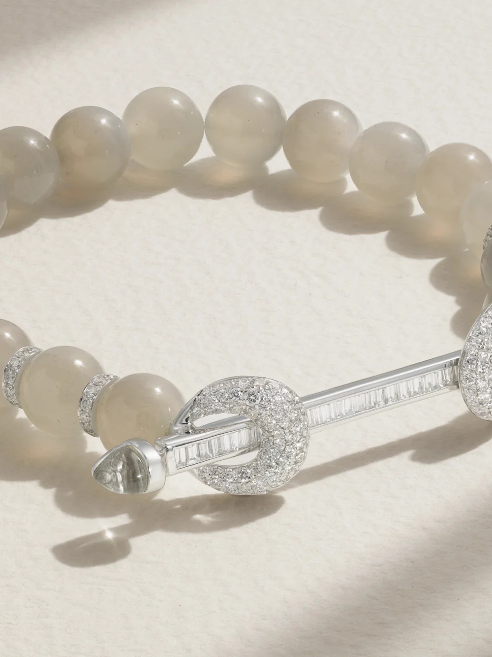 Close-up detail of the Ananya Chakra 18-karat White Gold Multi-stone Bracelet