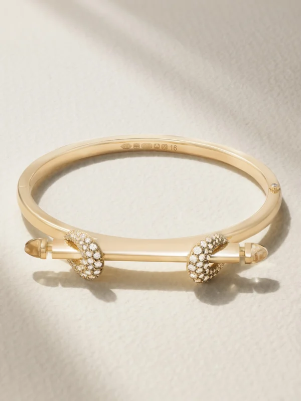 Ananya Chakra Icon 18-karat Gold, Diamond and Quartz Bangle