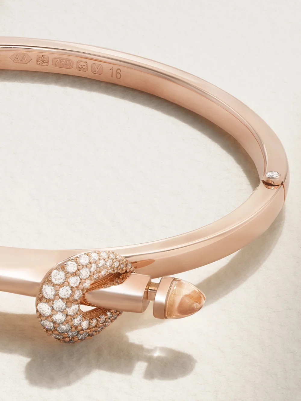 Close-up detail of the Ananya Chakra Icon 18-karat Rose Gold, Diamond and Quartz Bangle