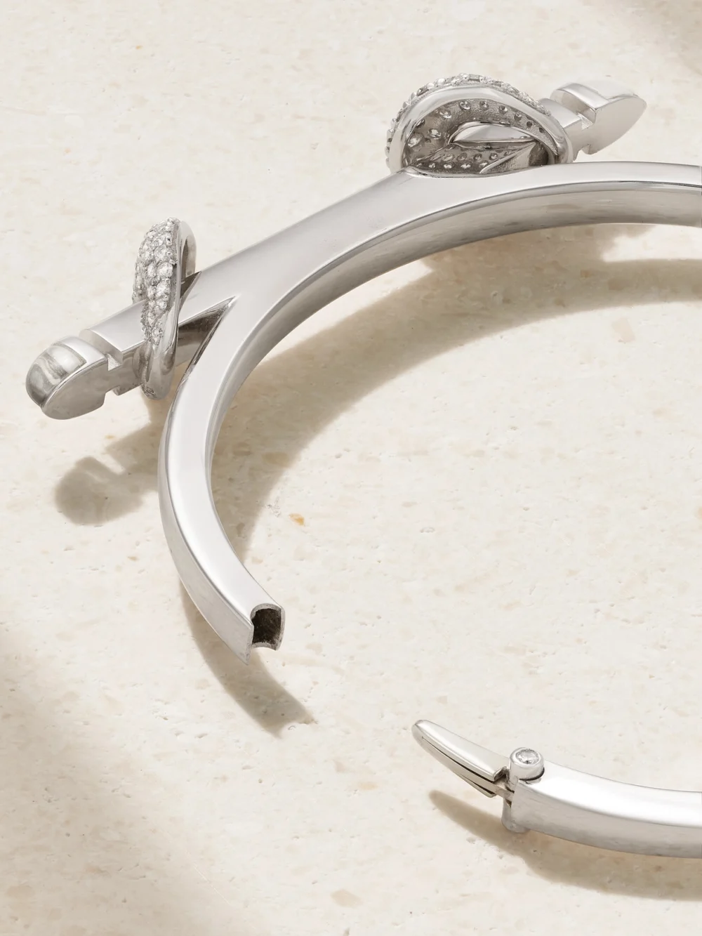 Back view of the Ananya Chakra Icon 18-karat White Gold, Diamond and Quartz Bangle
