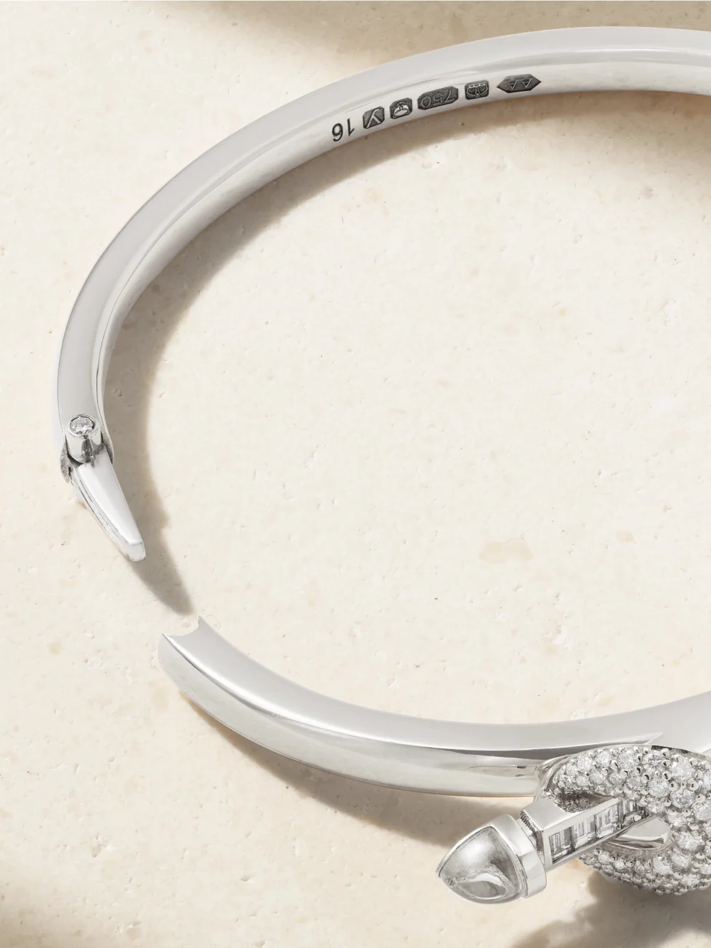 Back view of the Ananya Chakra Icon 18-karat White Gold, Diamond and Quartz Bangle