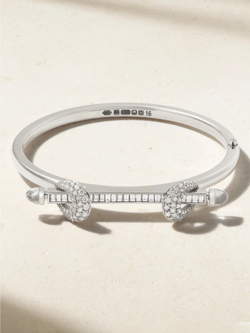 Ananya Chakra Icon 18-karat White Gold, Diamond and Quartz Bangle in 15