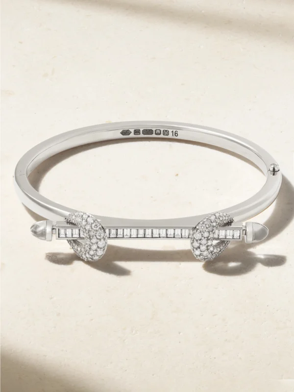 Ananya Chakra Icon 18-karat White Gold, Diamond and Quartz Bangle