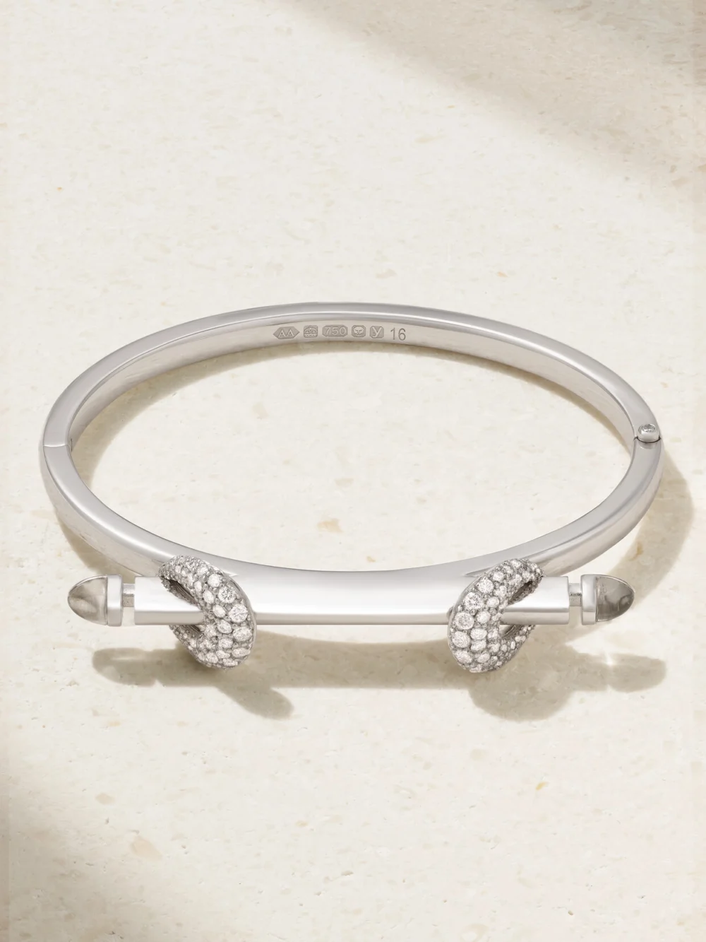 Ananya Chakra Icon 18-karat White Gold, Diamond and Quartz Bangle in 15