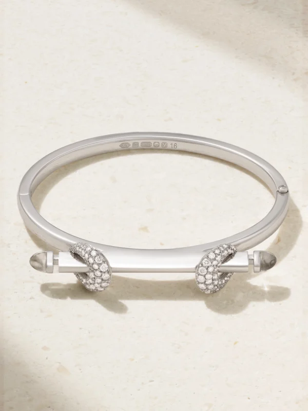 Ananya Chakra Icon 18-karat White Gold, Diamond and Quartz Bangle