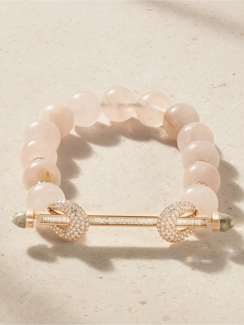 Ananya Jumbo 18-karat Rose Gold Diamond Opal and Quartz Bracelet in 16