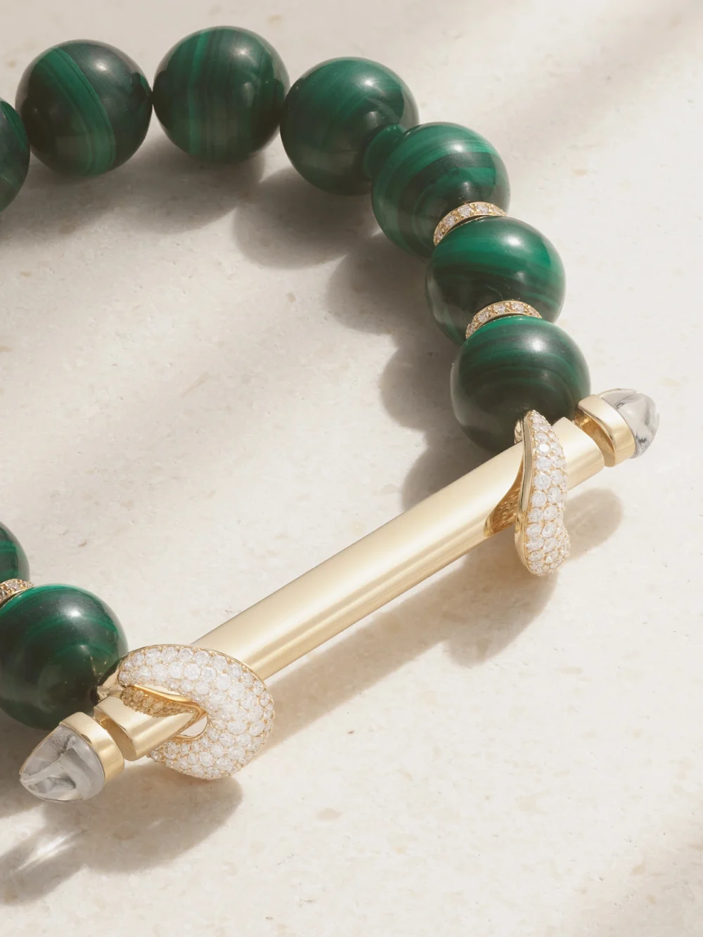 Close-up detail of the Ananya Jumbo Chakra 18-karat Gold Multi-stone Bracelet