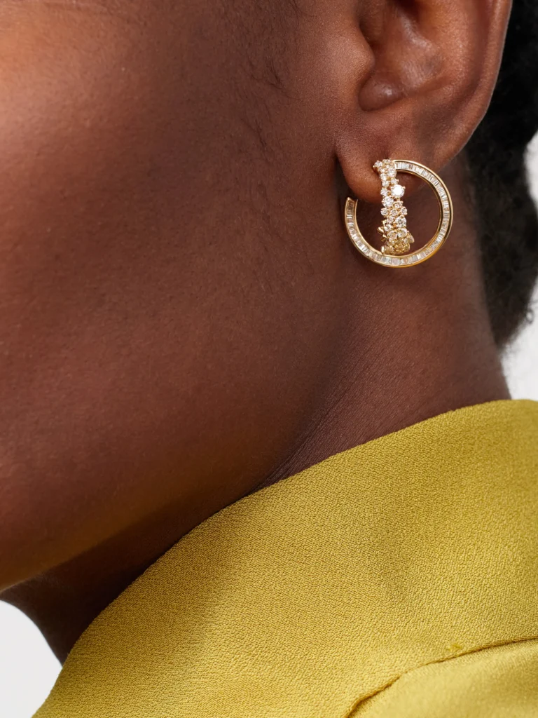 Ananya Scatter Double 18-karat Gold Diamond Hoop Earrings