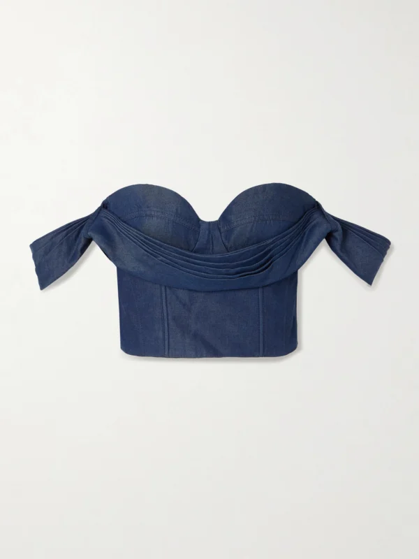 Andres Otalora De Azahar Off-the-shoulder Draped Tencel™ Lyocell Bustier Top
