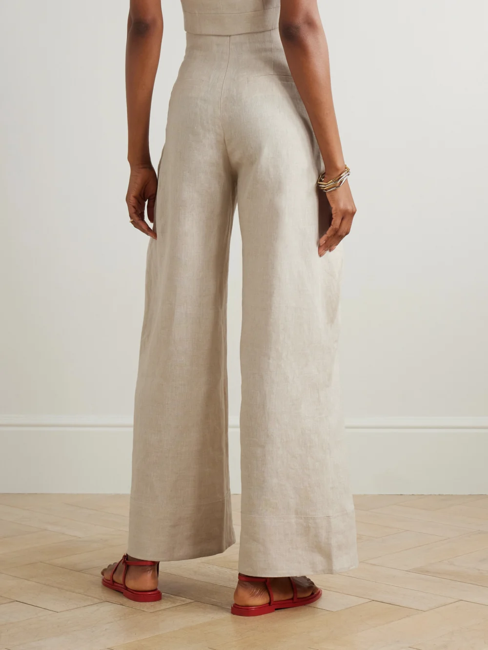 Back view of the Andres Otalora De Estaciones Layered Linen Wide-leg Pants