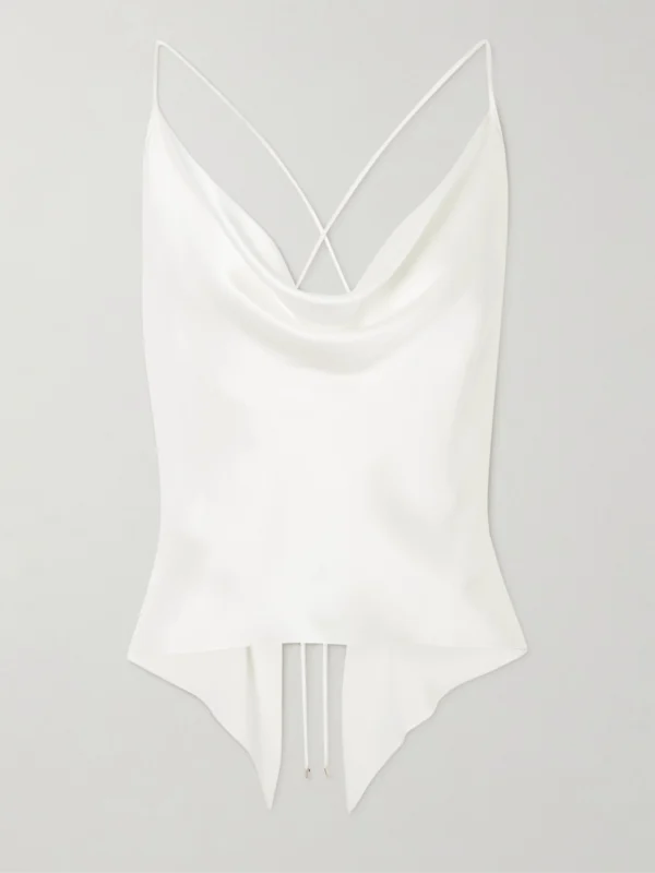 Andres Otalora Ecos De Luna Draped Silk-charmeuse Top