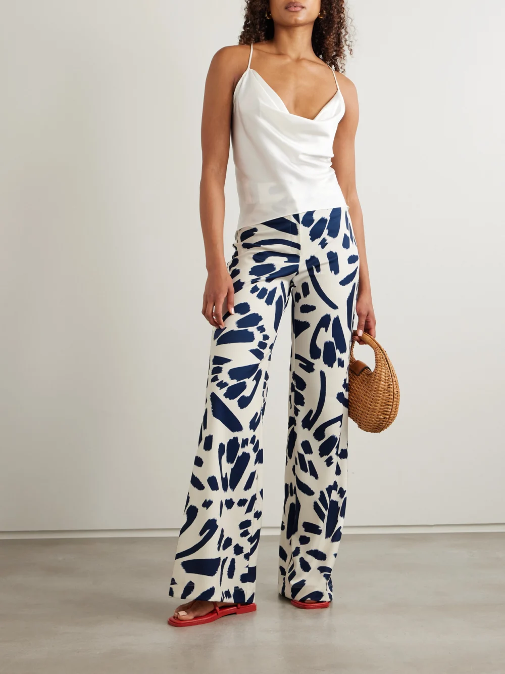 Andres Otalora Ecos De Luna Draped Silk-charmeuse Top, worn by a model