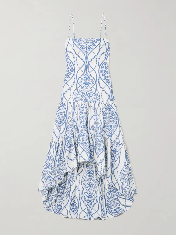 Andres Otalora Joyah Colonial Printed Tiered Asymmetric Maxi Dress