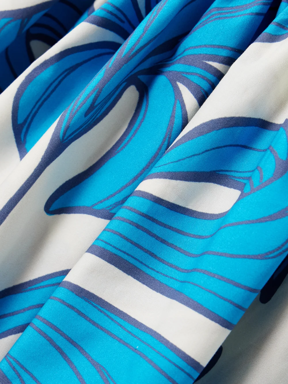 Close-up detail of the Andres Otalora Joyita Tiered Printed Linen Mini Dress