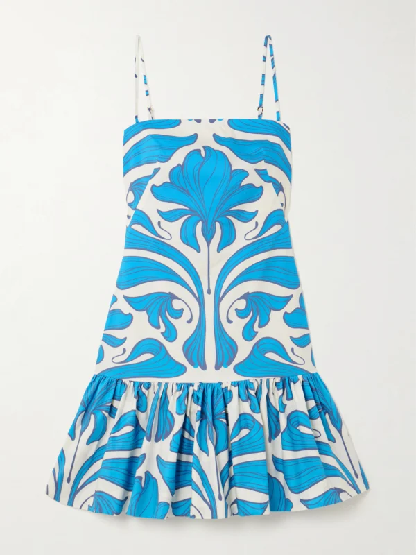 Andres Otalora Joyita Tiered Printed Linen Mini Dress