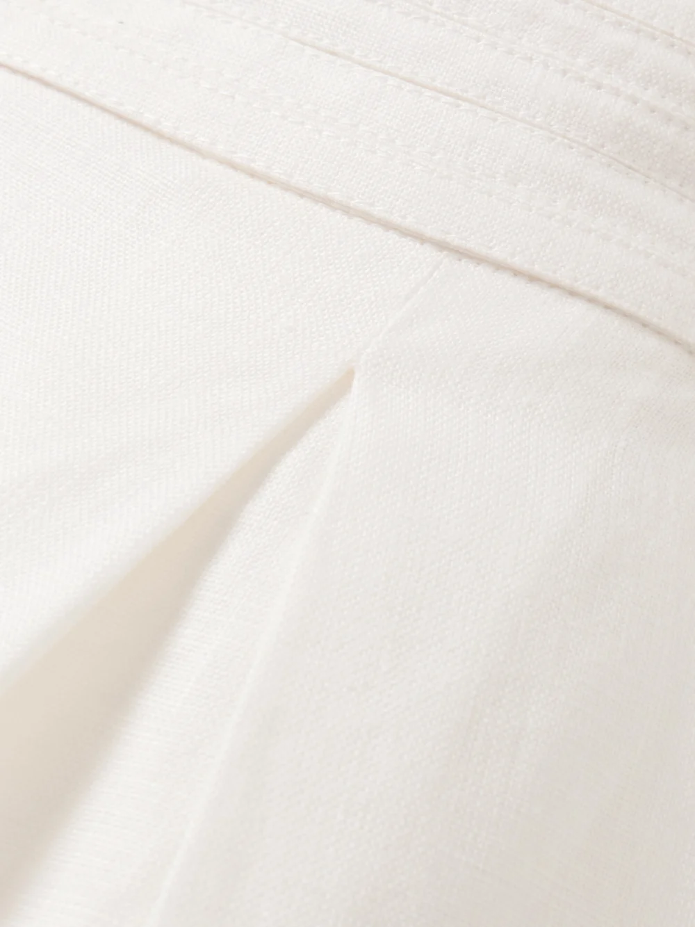 Close-up detail of the Andres Otalora Kushi Pleated Linen Wide-leg Pants