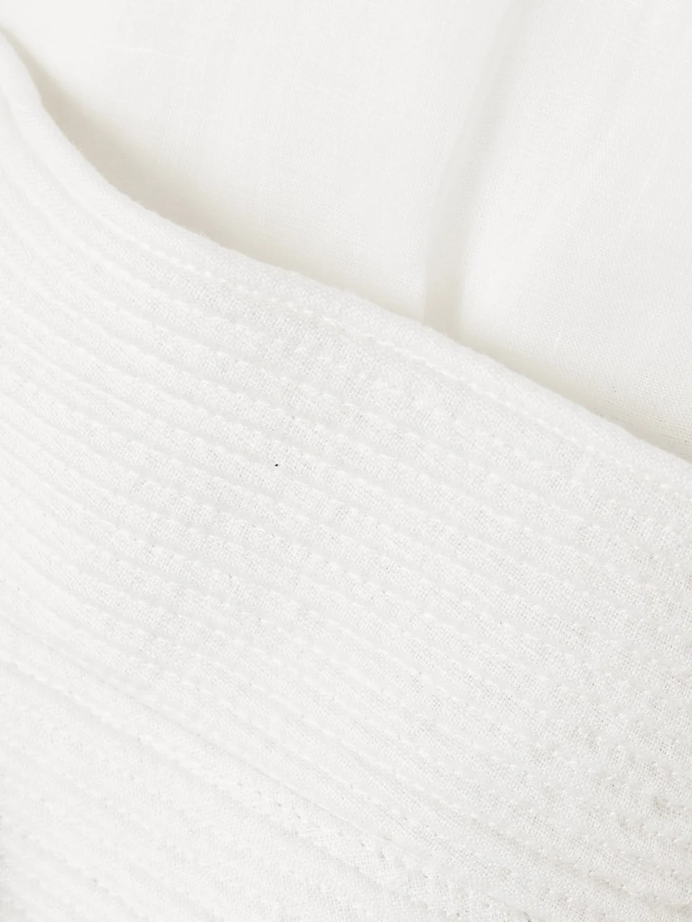 Close-up detail of the Andres Otalora La Costa Braid-trimmed Belted Linen Blouse
