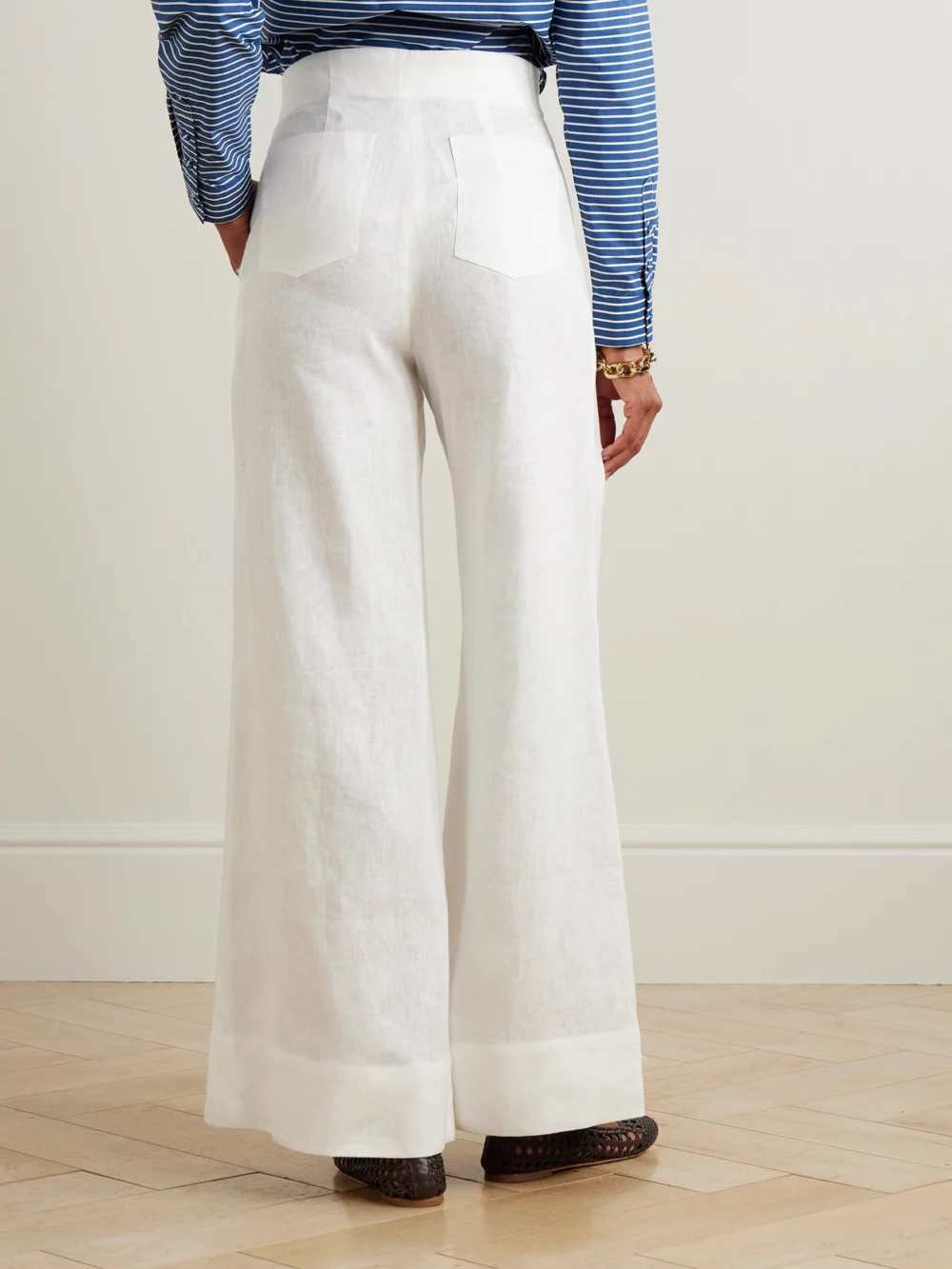 Back view of the Andres Otalora Me Hablas Linen Wide-leg Pants