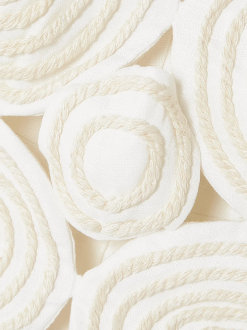 Close-up detail of the Andres Otalora Muy Poetica Strapless Rope-trimmed Cutout Linen Mini Dress