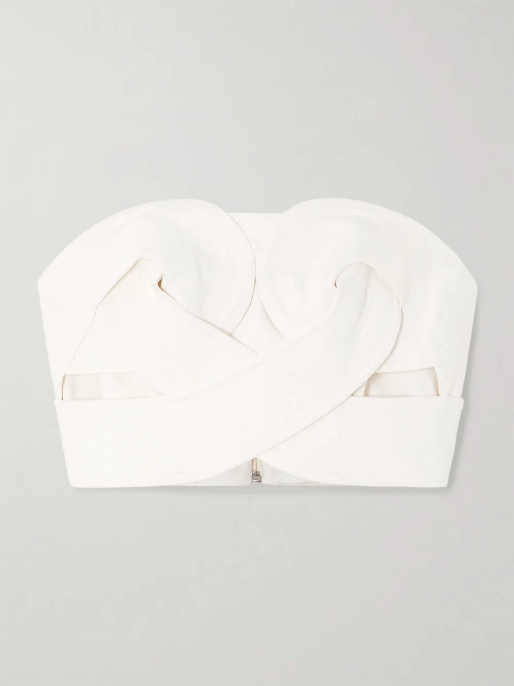 Andres Otalora Onda Strapless Cropped Twisted Cotton-twill Top in off-white