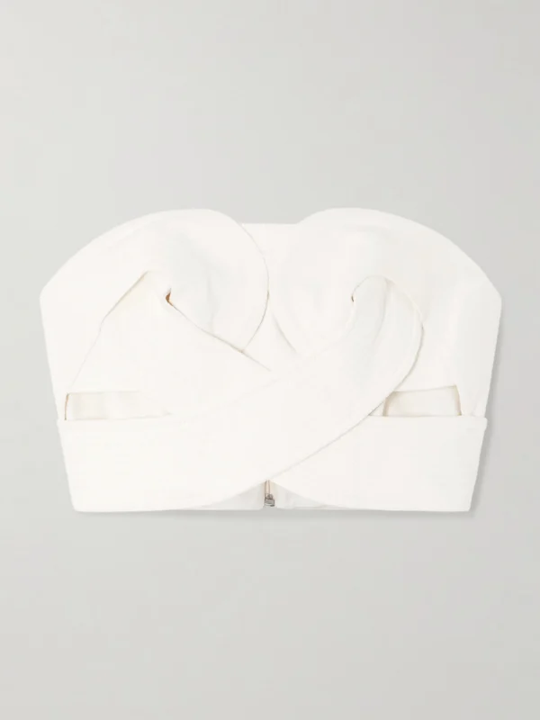 Andres Otalora Onda Strapless Cropped Twisted Cotton-twill Top