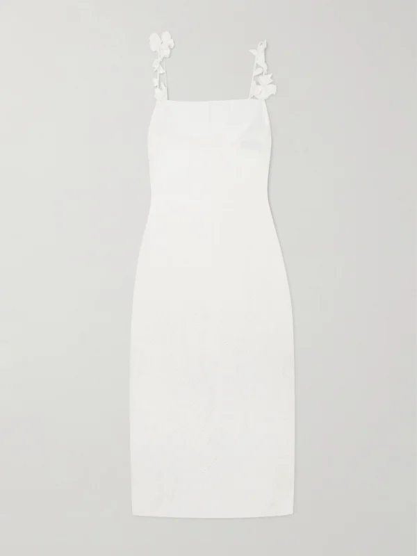 Andres Otalora Petalos Embroidered Linen Midi Dress