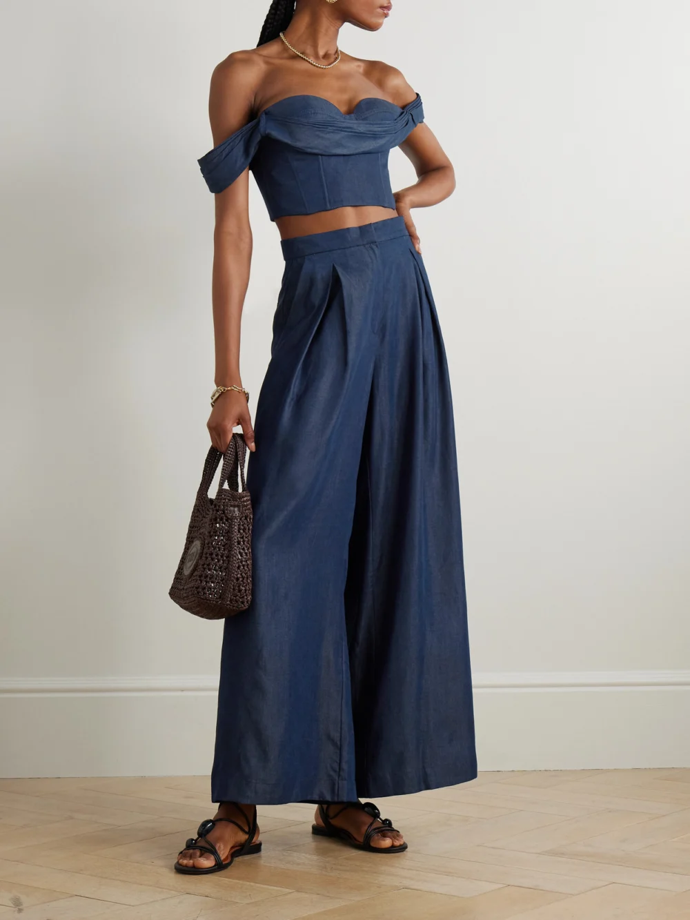 Andres Otalora Plenitud Pleated Tencel™ wide-leg Pants, worn by a model