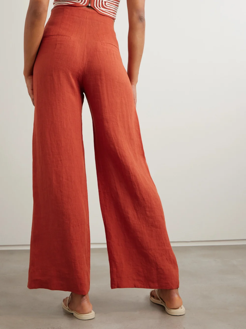 Back view of the Andres Otalora Poesia Wide-leg Linen Pants