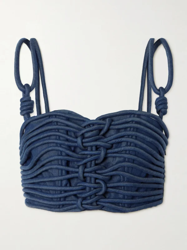 Andres Otalora Redes Cropped Corded Chambray Top