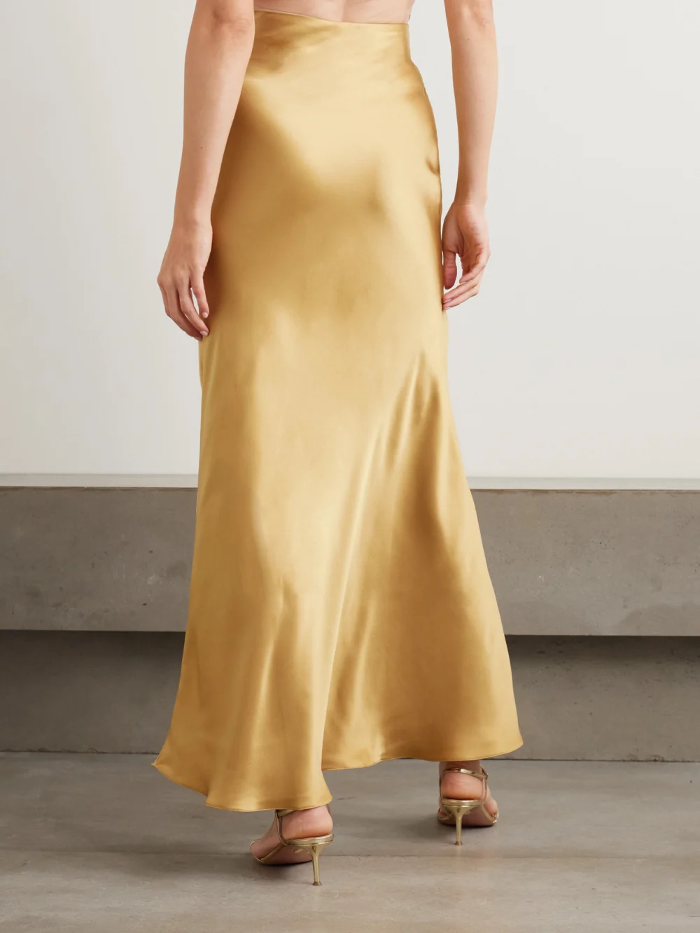 Back view of the Andres Otalora Sublimes Silk-charmeuse Maxi Skirt