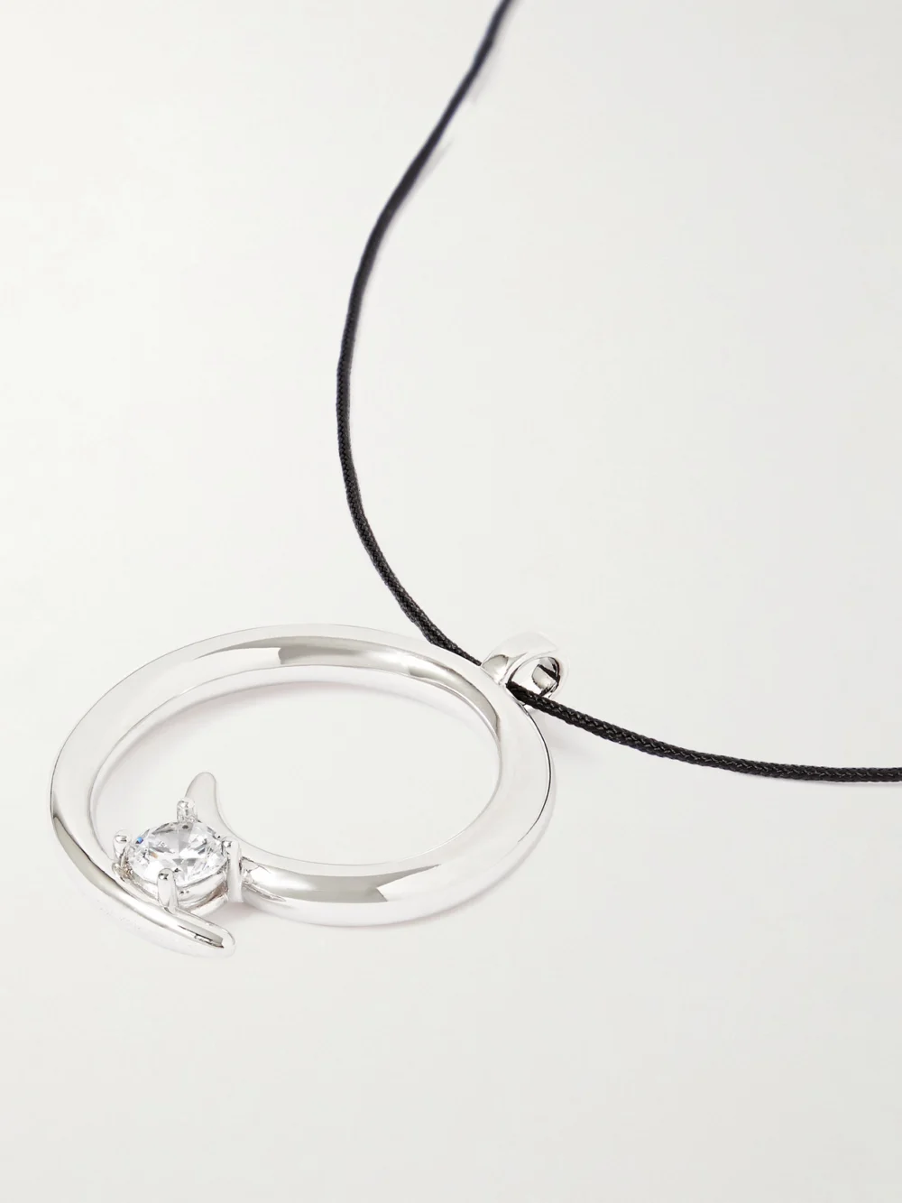 Anissa Kermiche Charmeur Rope Silver-plated, Cord and Cubic Zirconia Necklace